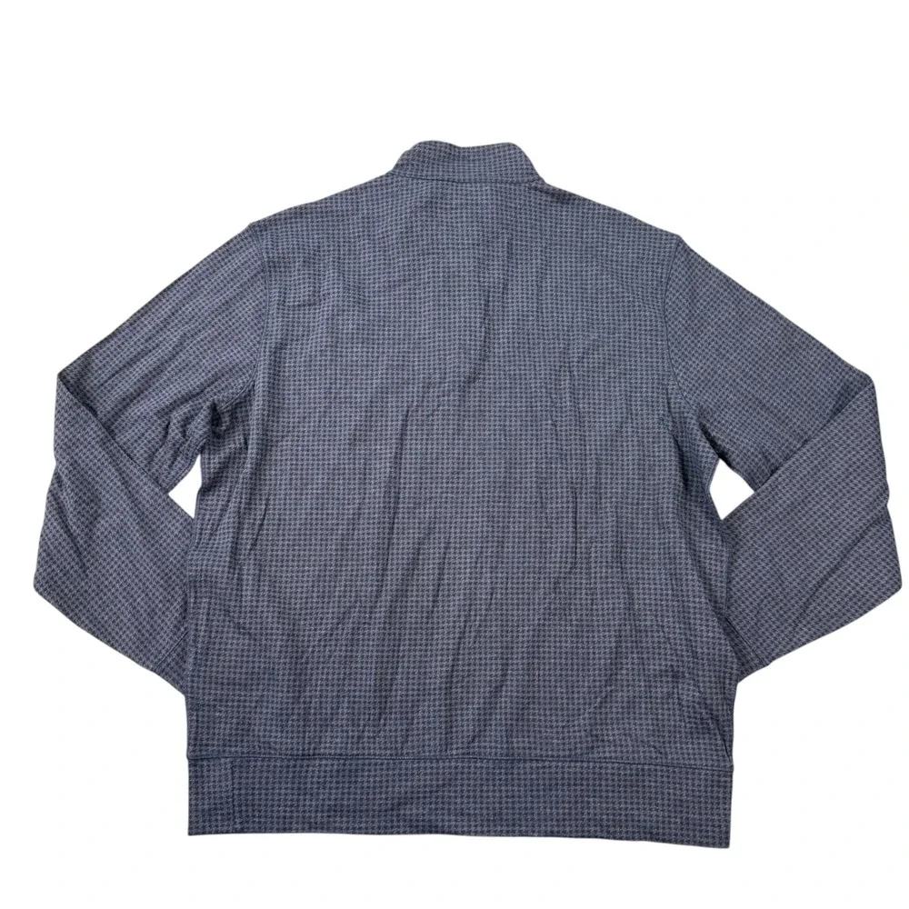 Polo Ralph Lauren Mens Quarter Zip Navy Houndstooth Cotton Blend Pullover Size L